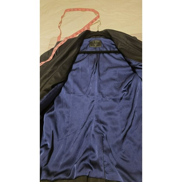 Guess Blazer Women Size 6 Black Tuxedo Formal Satin One Button Jack Cocktail Y2K - Picture 7 of 10